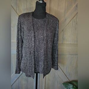 Vintage Ronni Nicole Black Multicolor Sparkle Blouse Set sz Small